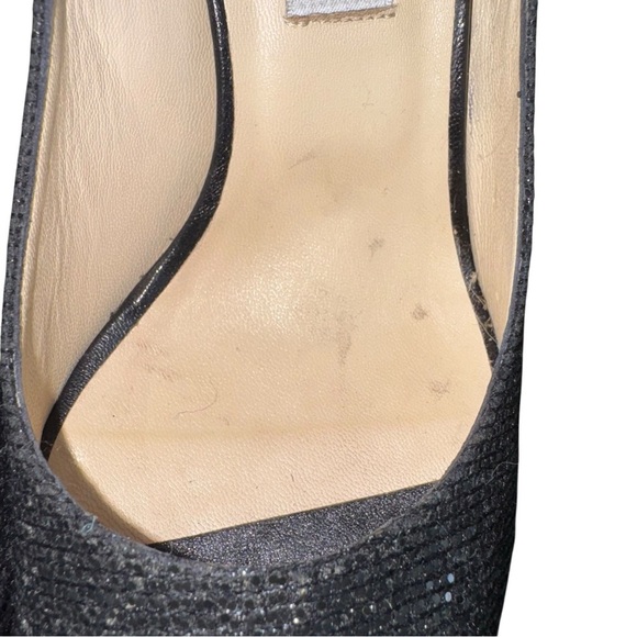 JIMMY CHOO Luna Anthracite Lamé Sparkly Peep Toe Heels EU 40.5 US Size 10.5 - Picture 7 of 16